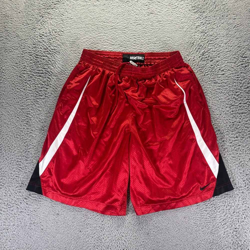 Vintage Nike Basketball Shorts Mens XXL 2XL Red White Pockets Swoosh Athletic